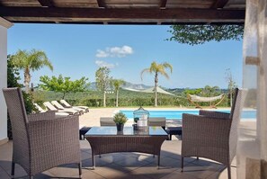 Outdoor pool, a heated pool, sun loungers - Astarte Villas - The Villa in Olive Grove with Private Pool (PRVC+FJM Artemisia, Greece)