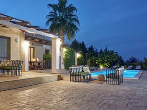 Outdoor pool, a heated pool, sun loungers - Astarte Villas - The Villa in Olive Grove with Private Pool (PRVC+FJM Artemisia, Greece)