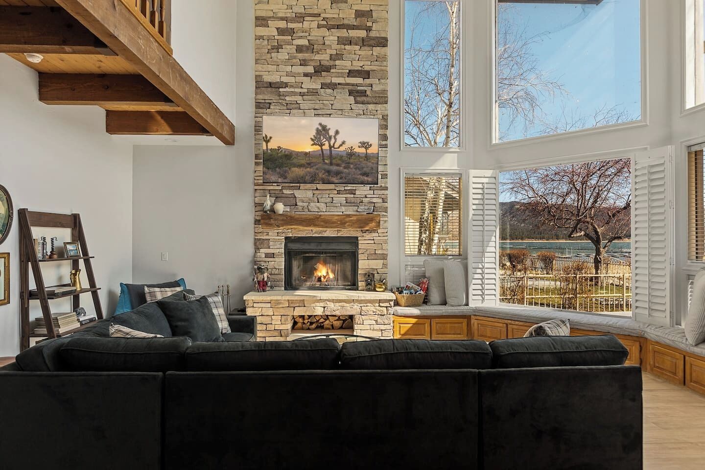 TV, fireplace, video games