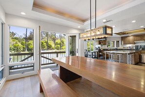 Microwave, dishwasher, coffee/tea maker, cookware/dishes/utensils