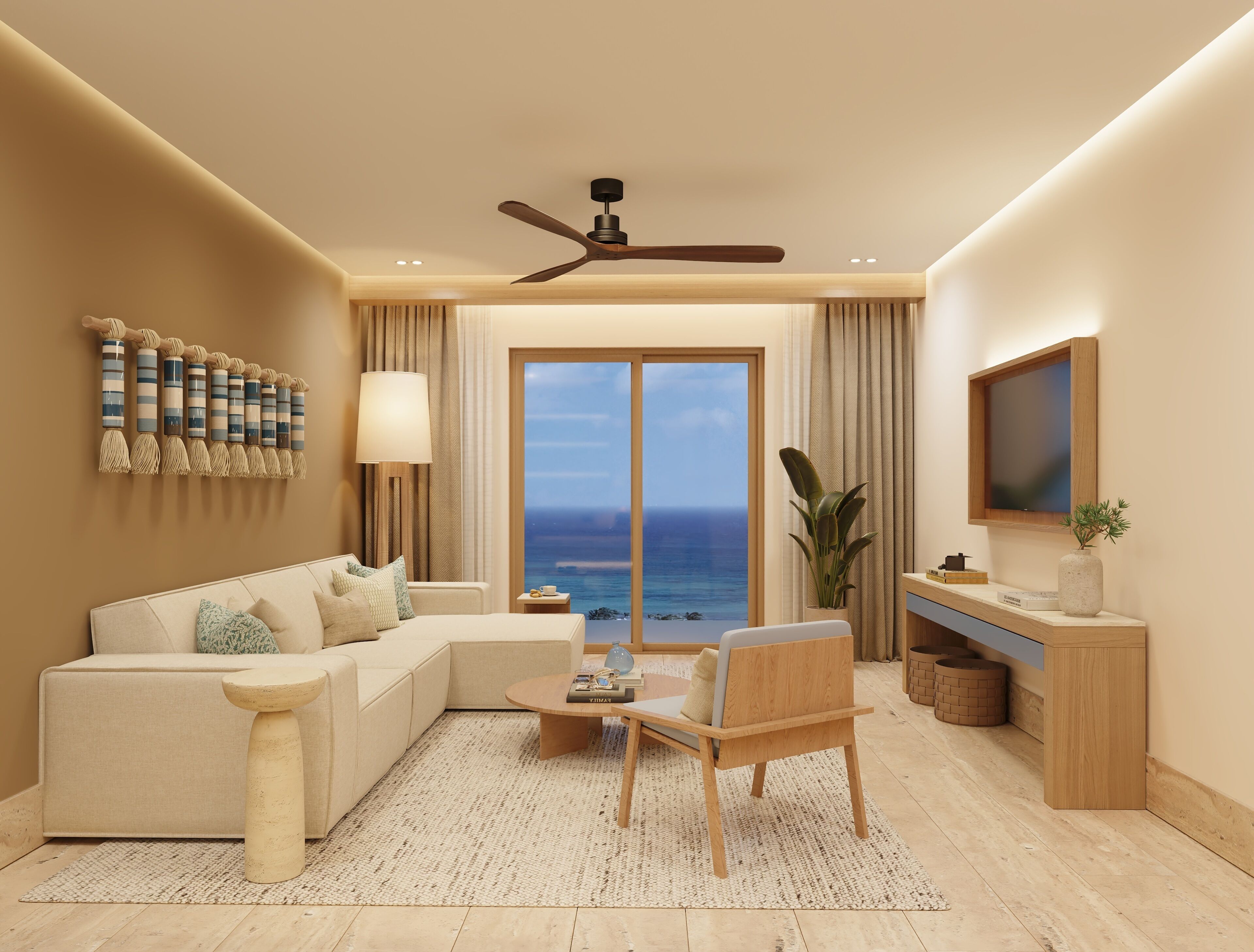 ห้องคลับสวีท, เตียงคิงไซส์ 1 เตียง, ริมทะเล (Preferred Club Master Suite) | มินิบาร์, ตู้นิรภัยในห้องพัก, ห้องพักตกแต่งอย่างมีเอกลักษณ์