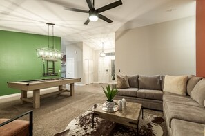 TV, music library, video library, offices