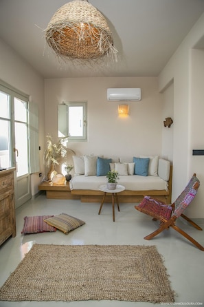 Signature Villa, 2 Bedrooms, Private Pool, Sea View | Living area | 46-inch LED TV with cable channels, TV