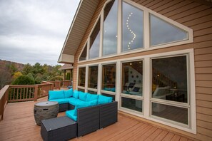 Terrace/patio - 4BR Family Retreat near Boone: Huge Yard, Fire Pit & Game Room (Boone)