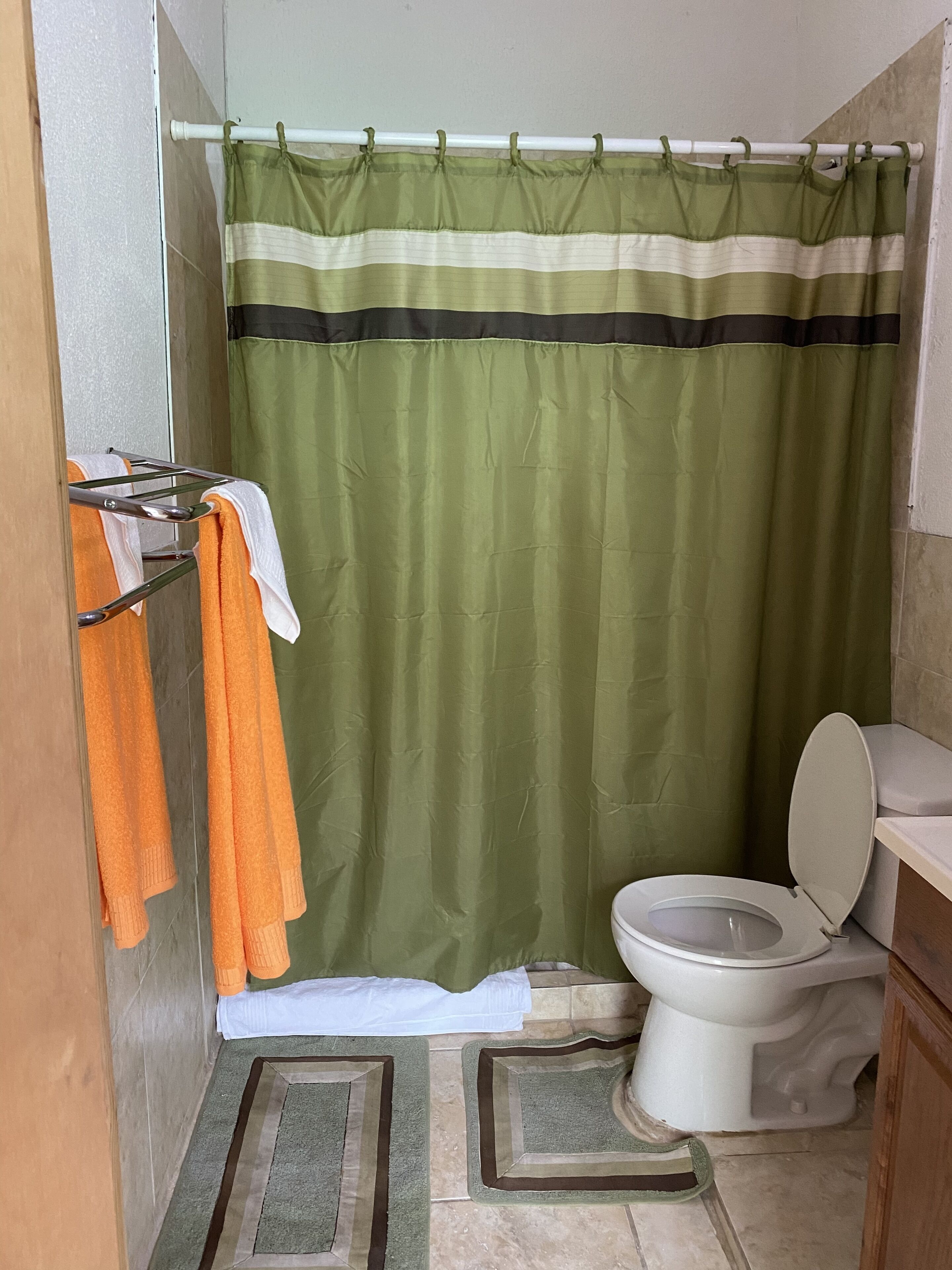 Dusche, Haartrockner, Handtücher