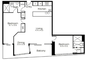 Floor plan - Luxury 2 bed 2 bath Apartment (Docklands)