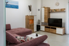 Villa, 2 Schlafzimmer, Terrasse, am Strand | Wohnbereich