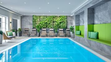 Indoor pool, seasonal outdoor pool, sun loungers