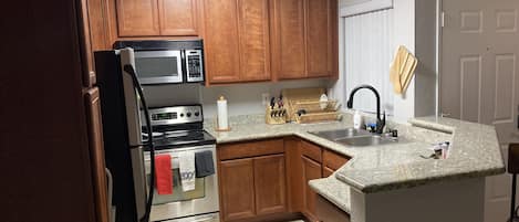 Fridge, microwave, oven, dishwasher