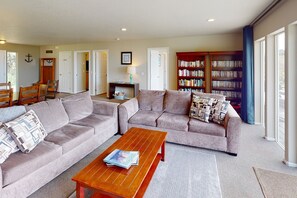 تلفزيون، مدفأة، مشغل دي في دي، مكتبة فيديو