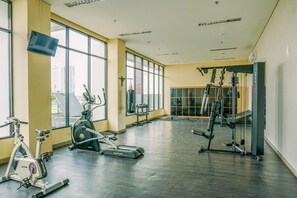 Stay fit and active in our well-equipped gym featuring treadmills, elliptical trainers, and weightlifting equipment.