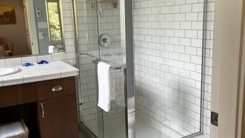 Bathtub, hair dryer, towels, soap