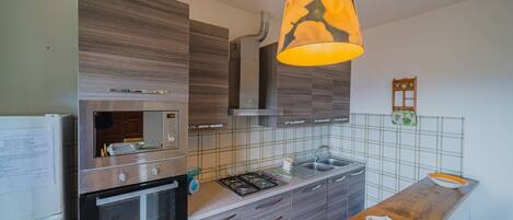 Fridge, microwave, dishwasher