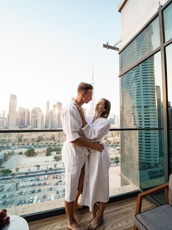 Luxury King With Balcony-Burj Khalifa View | 1 bedroom, minibar, desk, laptop workspace