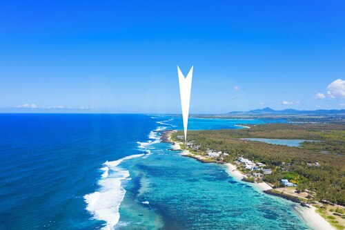 Modern White and Blue on the beach with pool
