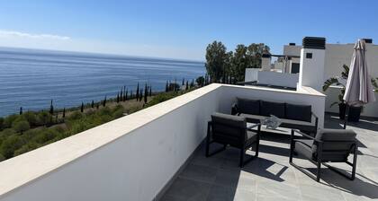 Superb apartment, 95m2 terrace, panoramic sea and mountain views, next to beach