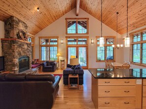 TV, fireplace, DVD player, stereo