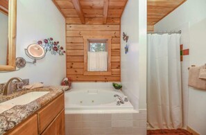 Combined shower/tub, hair dryer