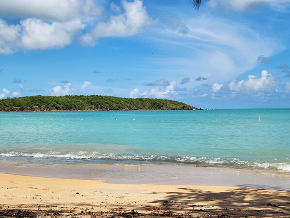 On the beach, beach towels