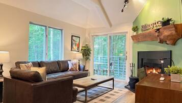 Smart TV, fireplace, video games, books