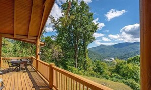 Outdoor dining - BABY BEAR’S CABIN, REAL LOG CABIN, SPECTACULAR VIEWS, HOT TUB, FIRE PIT (Maggie Valley)
