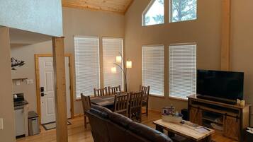 Smart TV, DVD player, books, video library