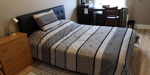 Desk, free WiFi, bed sheets