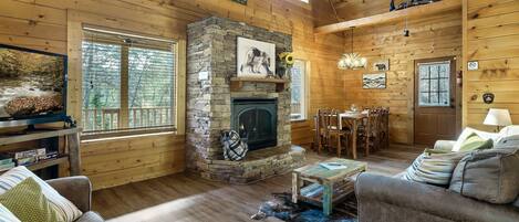 Smart TV, fireplace, video games