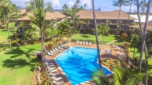 Outdoor pool, a heated pool - Lae Nani 328. Great view from this Kauai Condo. (Kapaʻa)