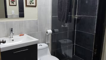Ducha, toallas, jabón y papel higiénico
