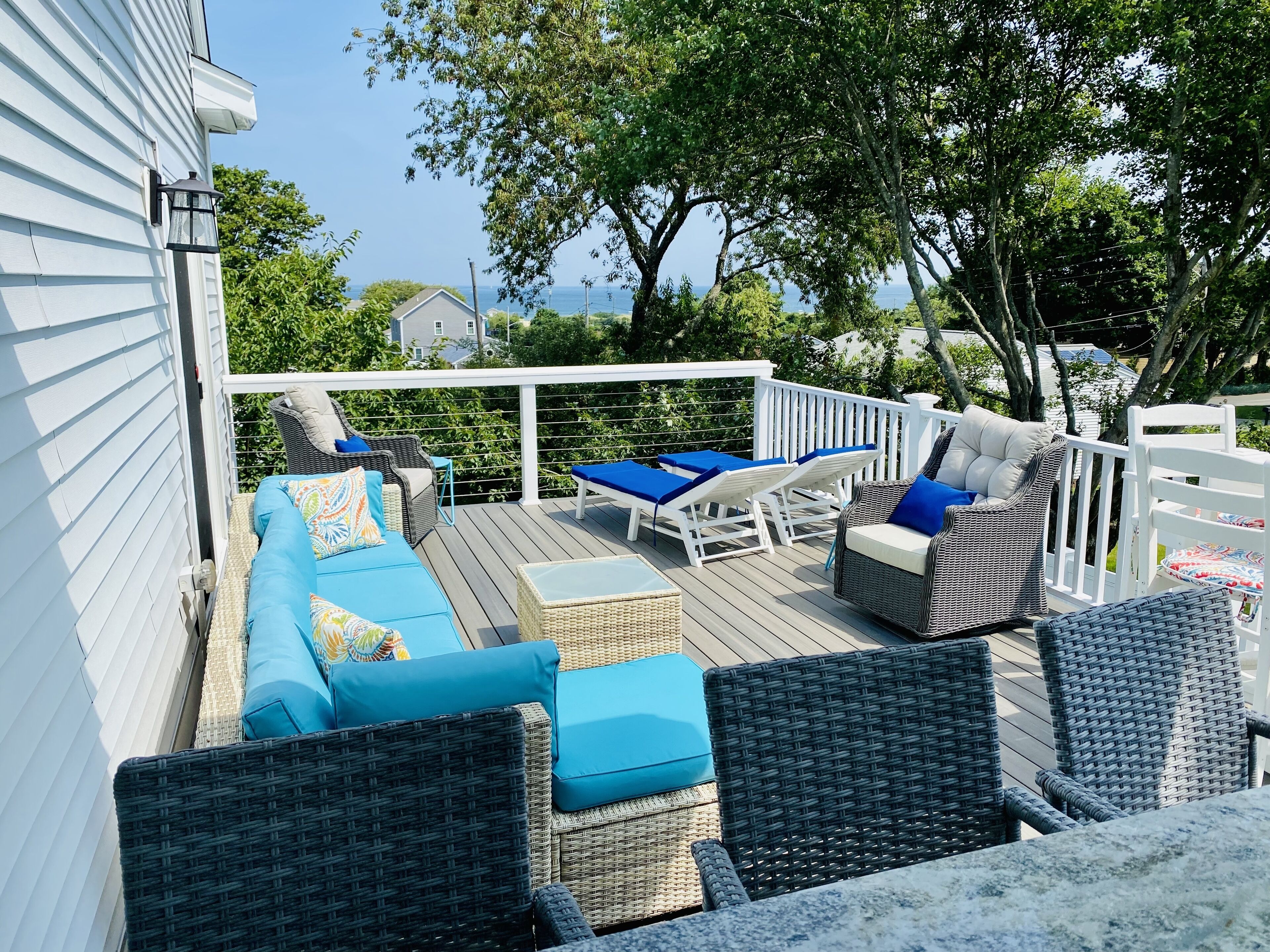Ocean view 2nd floor deck complete with seasonal bar and TV.