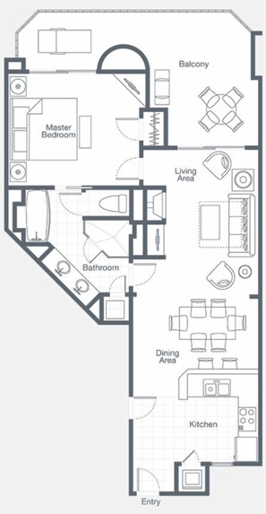 Floor plan - Coachella Weekend 1 - 1BR Premium Villa Westin Mission Hills (Rancho Mirage)