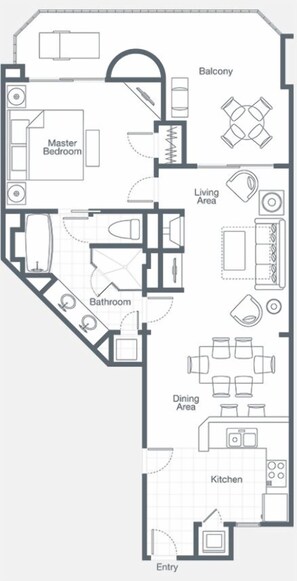 Floor plan - Coachella Weekend 1 - 1BR Premium Villa Westin Mission Hills (Rancho Mirage)