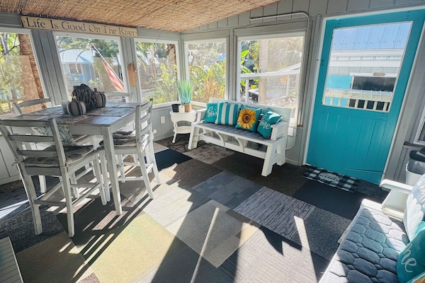 Smart TV, DVD player, books, video library