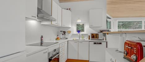 Fridge, dishwasher, coffee/tea maker