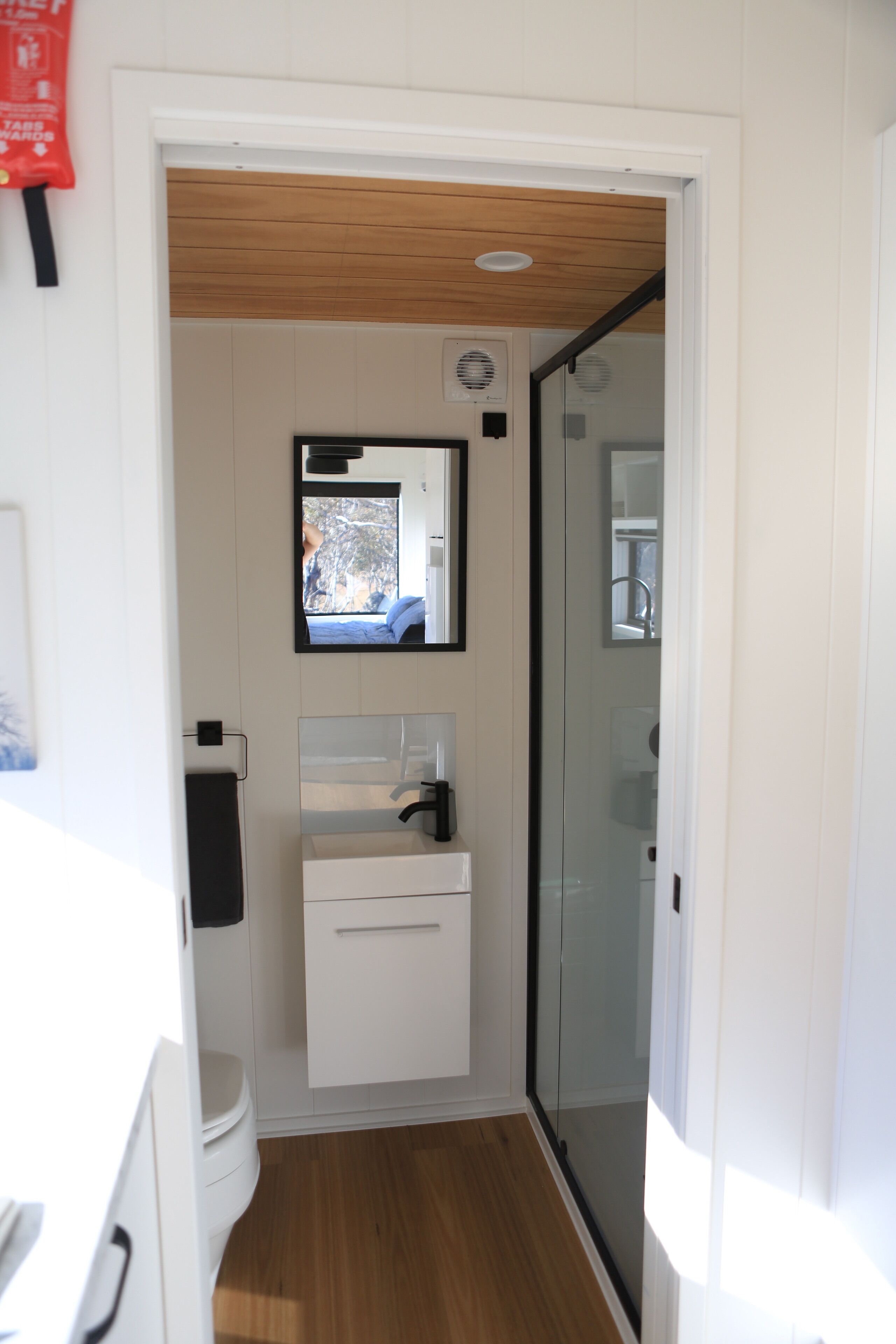 Shower, towels, toilet paper