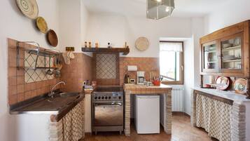 Fridge, oven, stovetop, coffee/tea maker