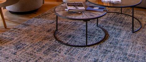 TV, fireplace, foosball