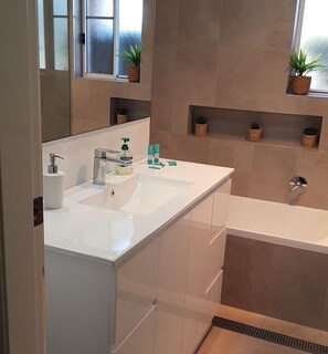 Bathtub, hair dryer