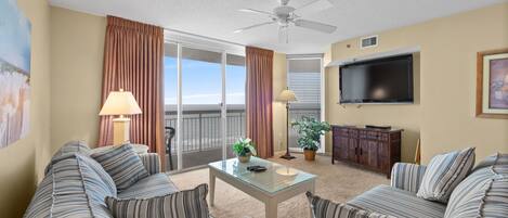 Flat-screen TV, DVD player