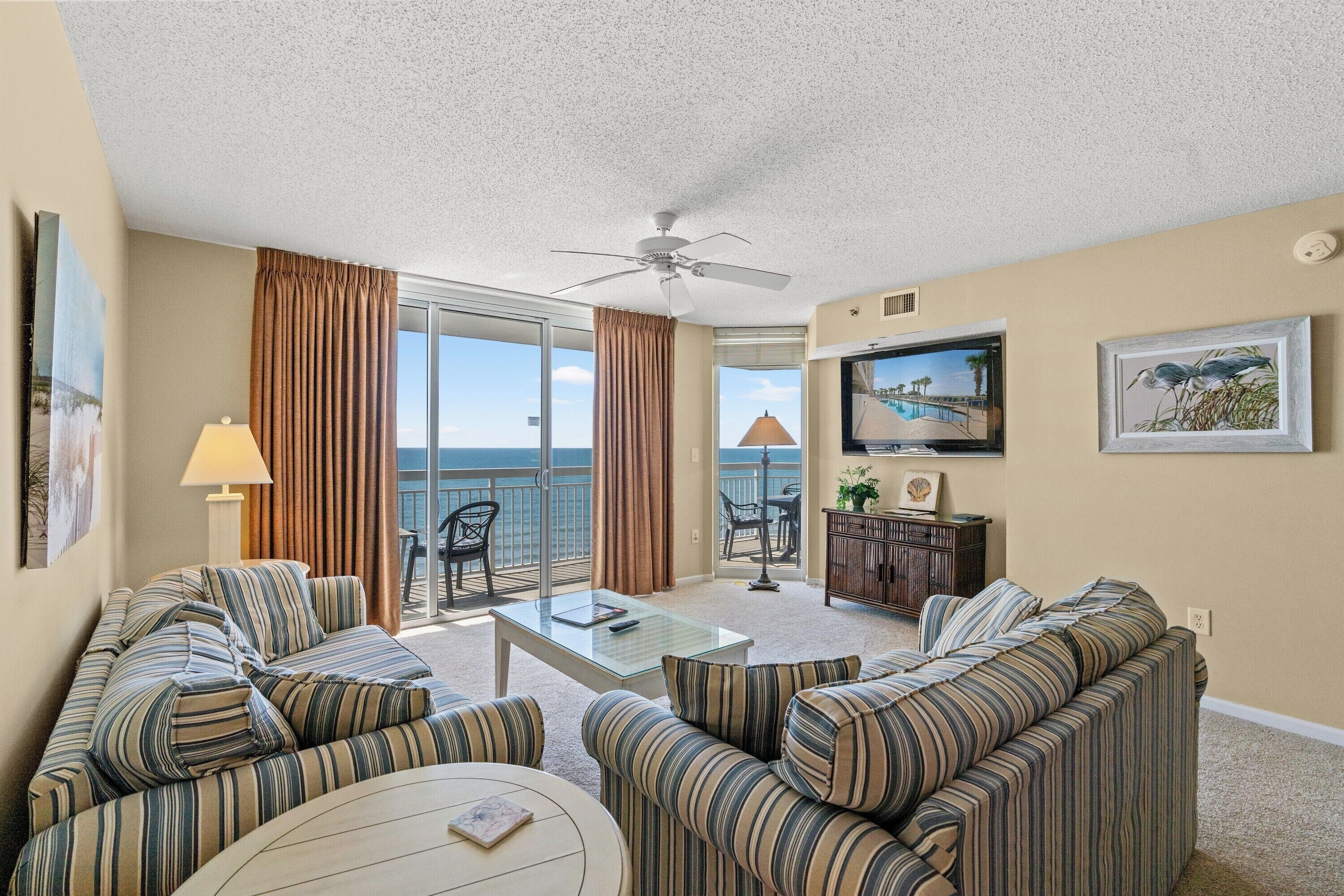 Flat-screen TV, DVD player