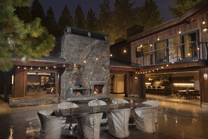 Outdoor dining - RENTING FOR SUMMER The Legendary Villa Harrah w/ Himalayan Salt Spa & Much More! (Zephyr Cove)