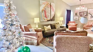 Smart TV, fireplace, video games, books