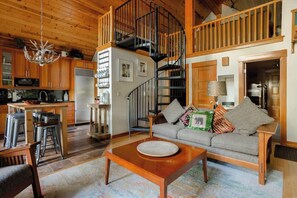 Smart TV, fireplace, offices - Chalet w/ River Access, Hot Tub, Game Room, Deck (Rhododendron)