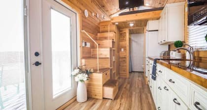 Large tiny home with roof private roof top deck and BBQ.