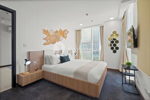 Appartamento, 2 camere da letto, non fumatori, vista città | 2 camere, biancheria da letto di alta qualità