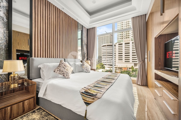 Apartemen, 2 kamar tidur, pemandangan kota | 2 kamar tidur dan seprai premium