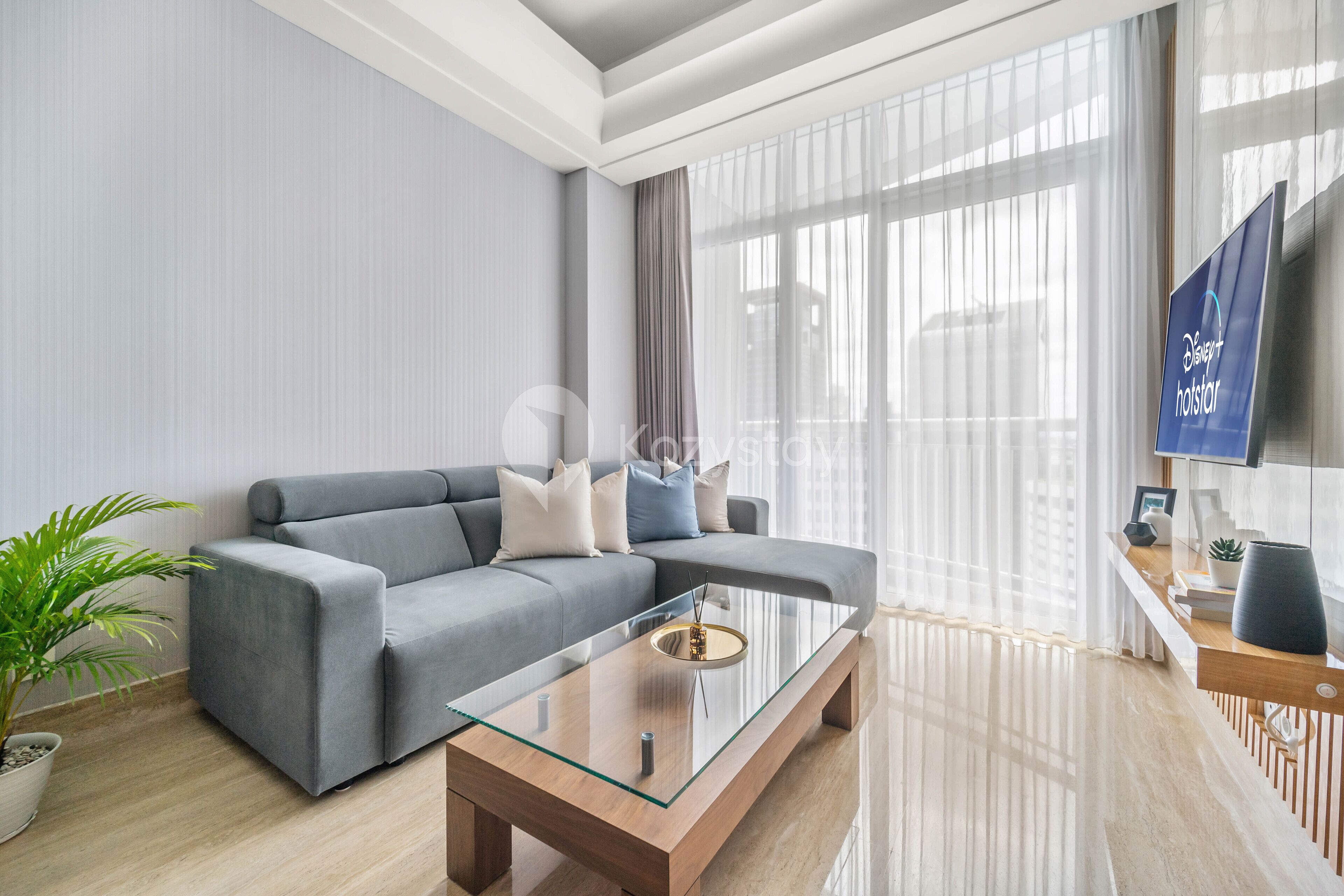 公寓, 1 間臥室, 城市景 | 客廳 | 43 吋智能電視連有線電視頻道、電視、Netflix