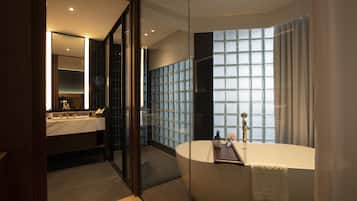 Eco-friendly toiletries, hair dryer, bathrobes, slippers