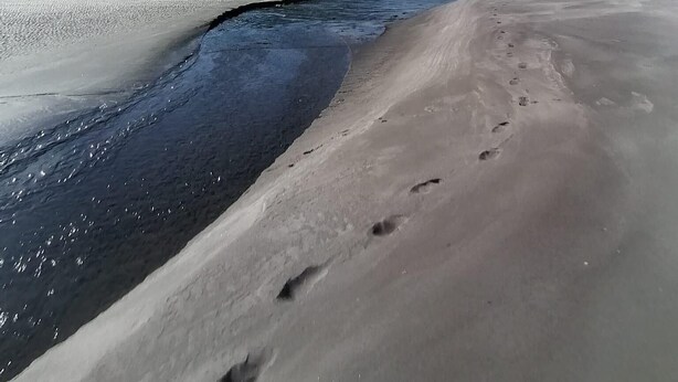 A beach with a clear sky and distant mountains. - WATER FRONT SECRET GARDEN (ORTIGUEIRA)